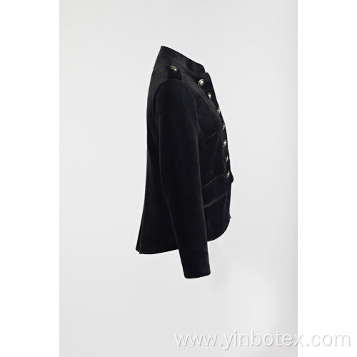 Black combined button blazer with span